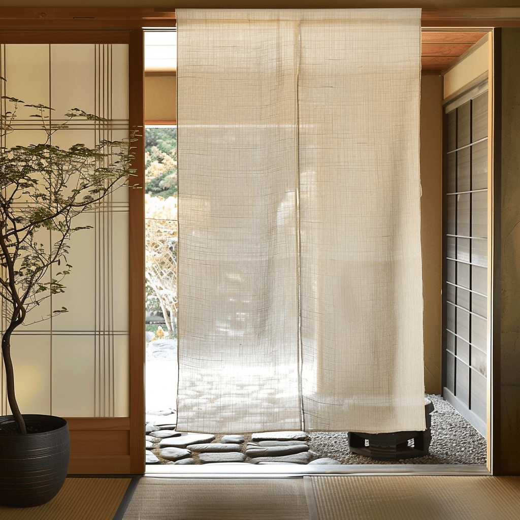 Rod Pocket Cream Linen Noren Curtain