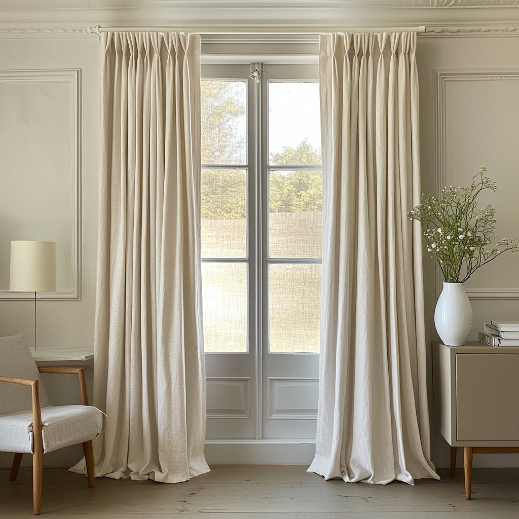 Cream Linen Thermal Pinch Pleat Curtains