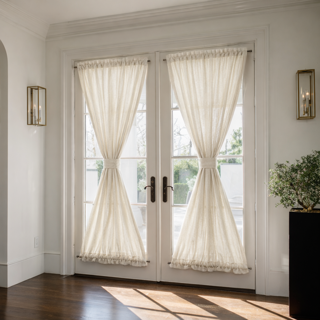 Cream Linen French Door Curtains