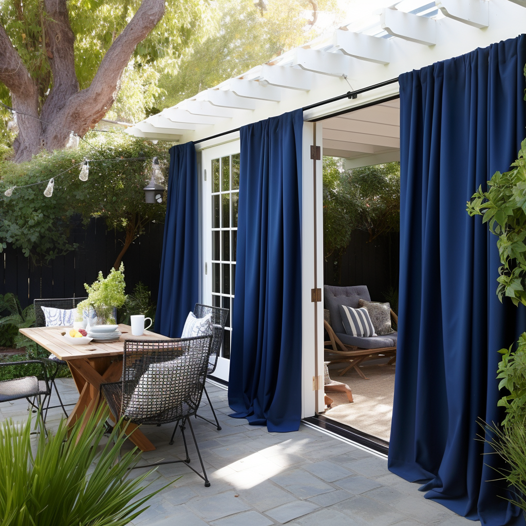 Dark Blue Outdoor Curtain