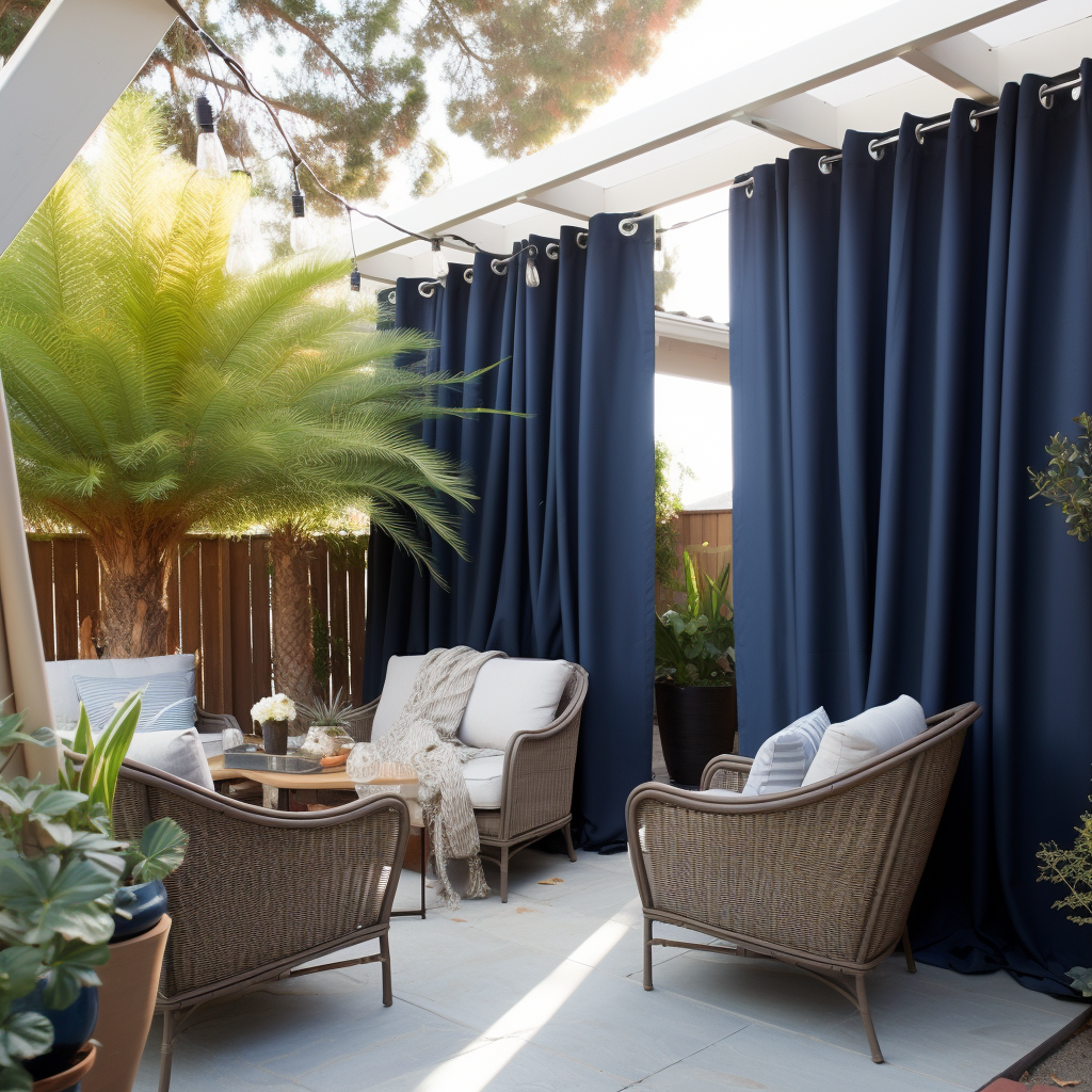 Dark Blue Outdoor Curtain