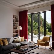 Dark Deep Red Pencil Pleat Velvet Curtains for Bifold Doors