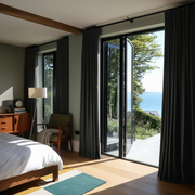 Dark Grey S-Fold Thermal Velvet Curtains for Bifold Doors