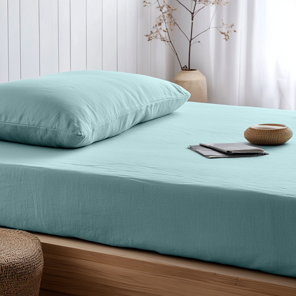 Aquamarine Blue Linen Extra & Ultra Deep Fitted Sheet