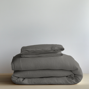 Dim Grey Washed Linen Duvet Cover Set