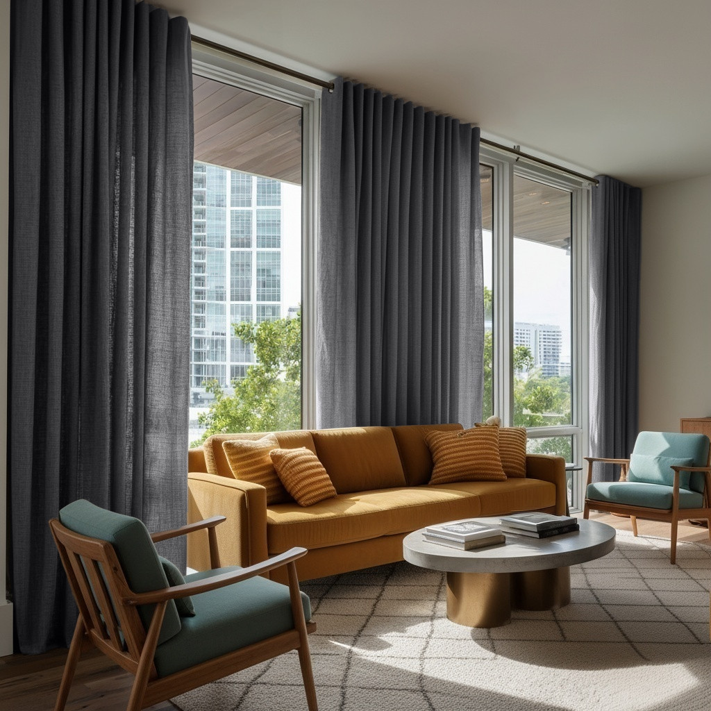 Dim Grey Linen Eyelet Curtain