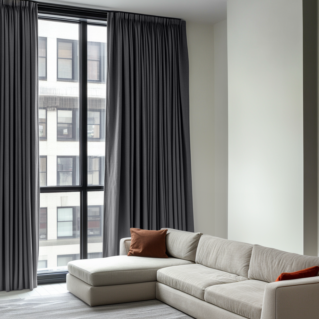 Dim Grey Linen Pencil Pleat Curtains - Cotton Lining