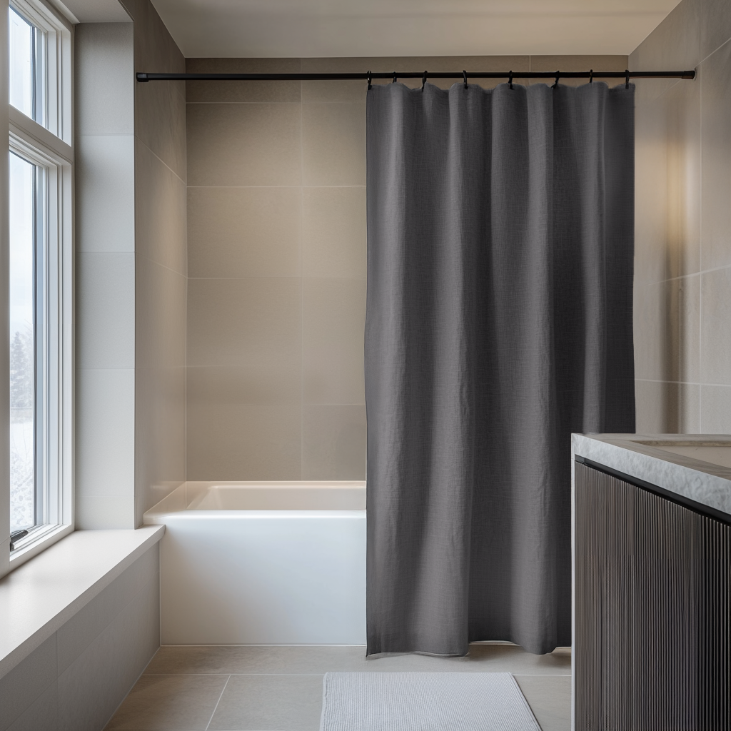 Dim Grey Linen Shower Curtain