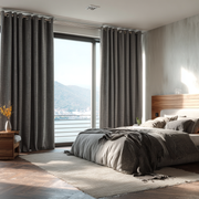 Dim Grey Linen Thermal Eyelet Curtains