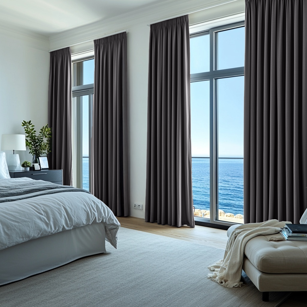 Dim Grey Linen Thermal Pencil Pleat Curtains