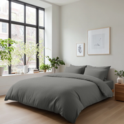 Dim Grey Washed Linen Duvet Cover Set