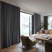 Dim Grey Wavefold Linen Curtains for Bifold Doors - Blackout Lining