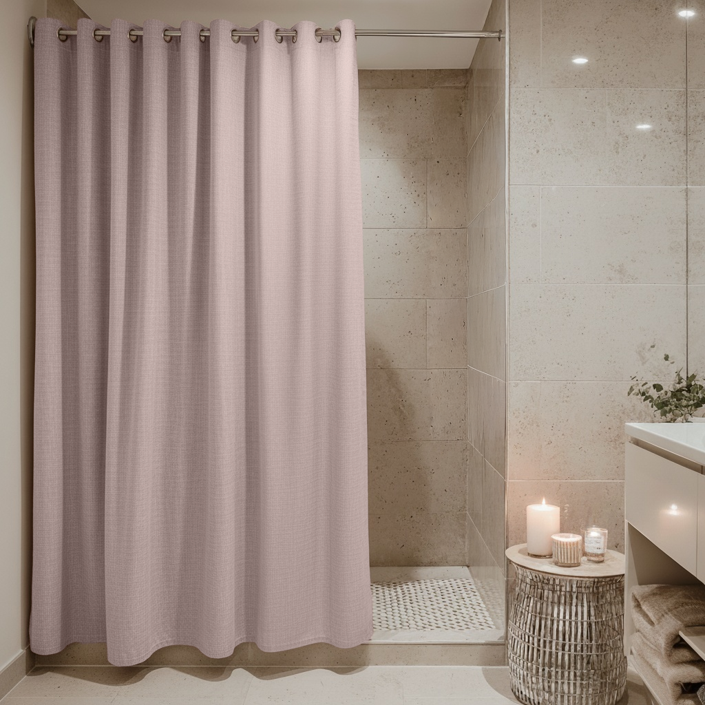 Dusty Pink Hookless Linen Shower Curtain