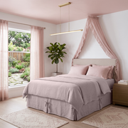 Dusty Pink Linen Bed Skirt with Pleats 