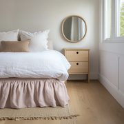 Dusty Pink Linen Bed Skirt Valance with Gathered Ruffles