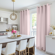 Dusty Pink Linen Eyelet Curtains for Kitchen - Cotton Lining