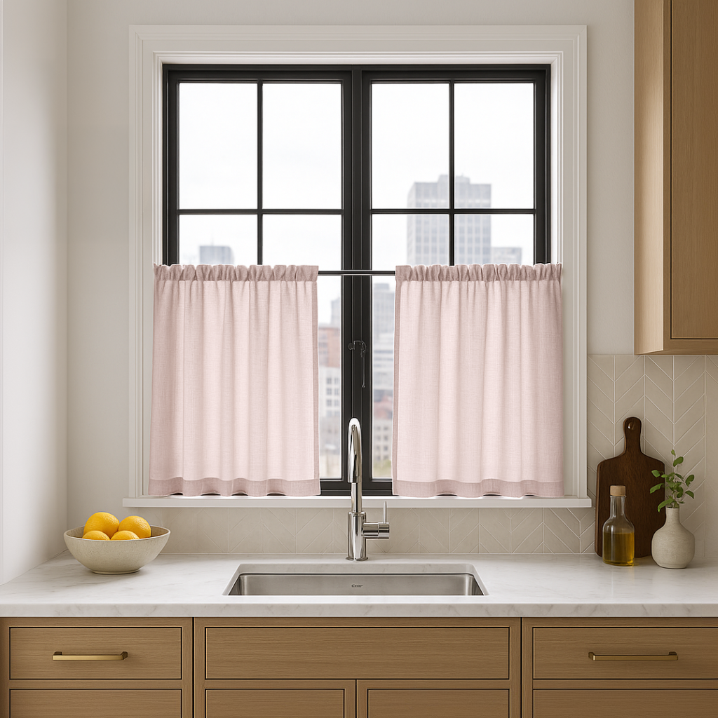Dusty Pink Linen Cafe Curtains