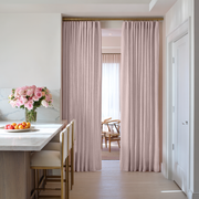 Dusty Pink Linen Doorway Curtains with Multitape