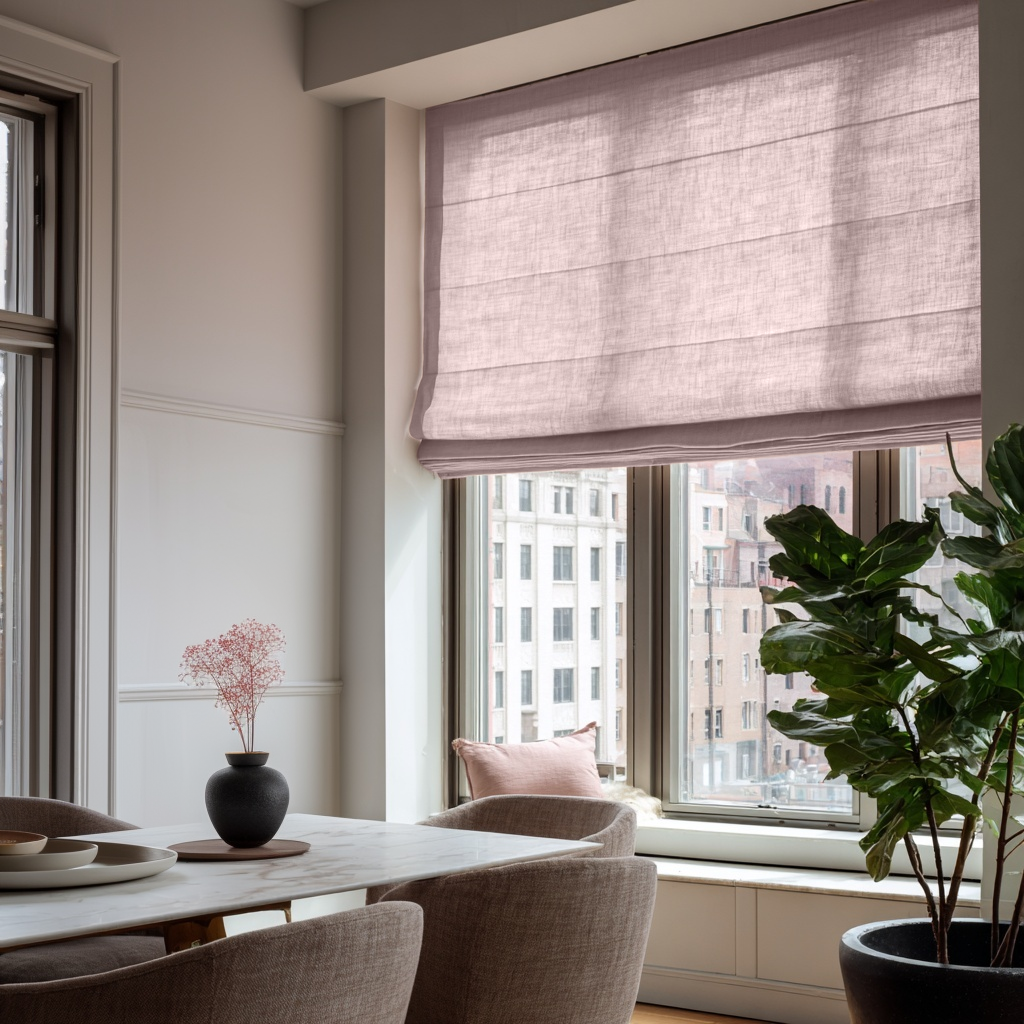 Dusty Pink Linen Roman Blinds