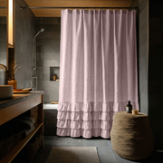 Dusty Pink Linen Ruffled Shower Curtain