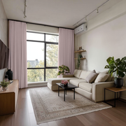 Dusty Pink Linen Soundproof Curtains with Multitape