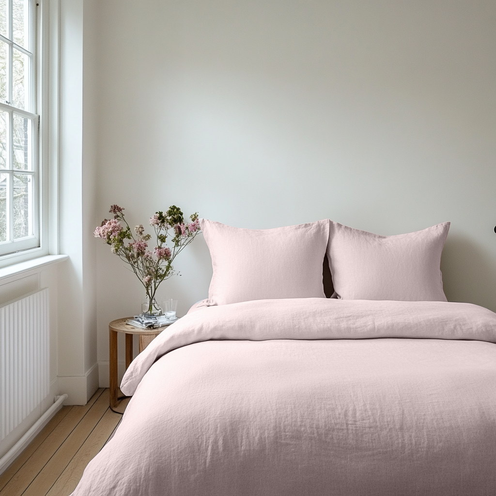 Dusty Pink Washed Linen Duvet Cover Set