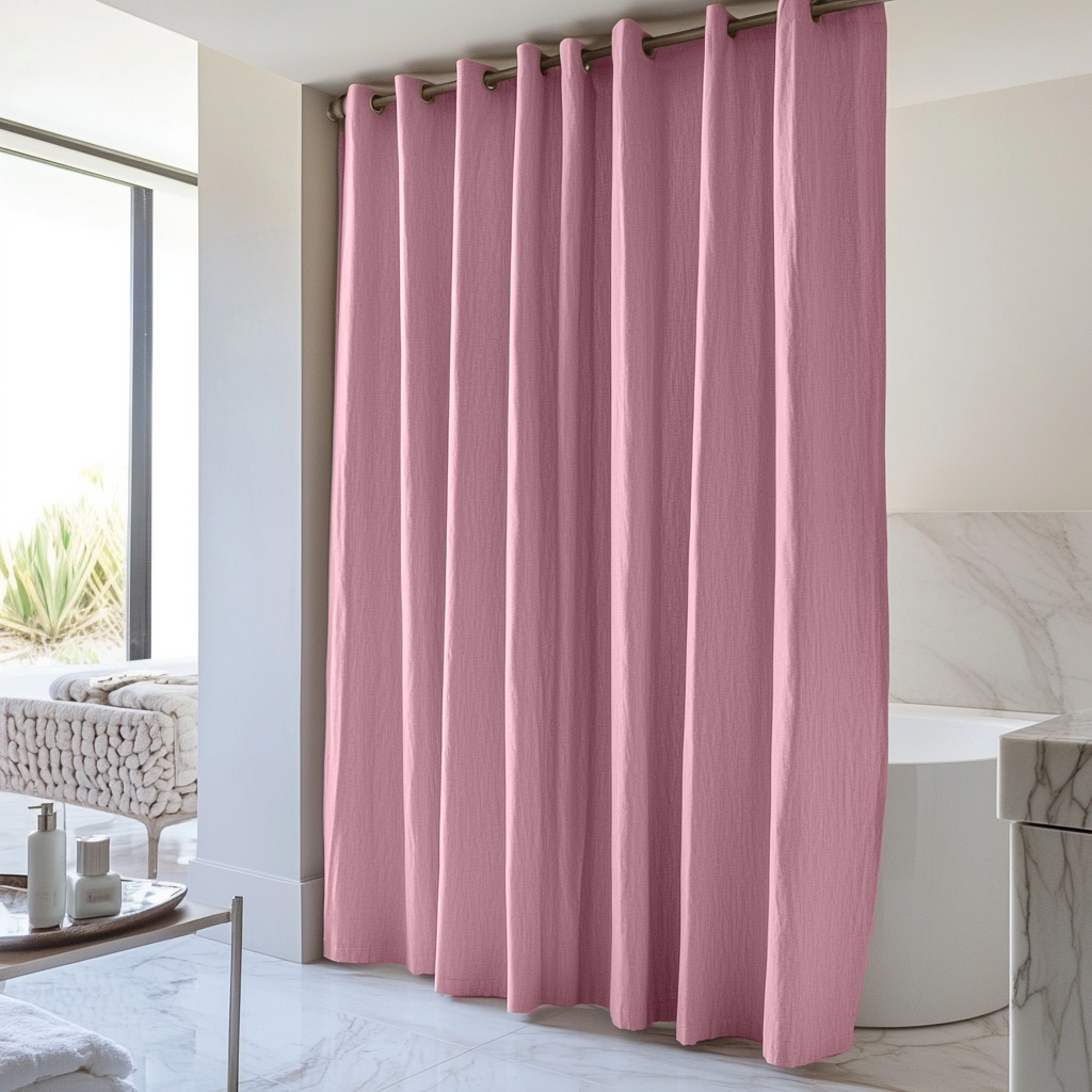 Dusty Rose Hookless Linen Shower Curtain