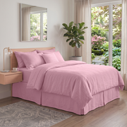 Dusty Rose Linen Bed Skirt with Pleats