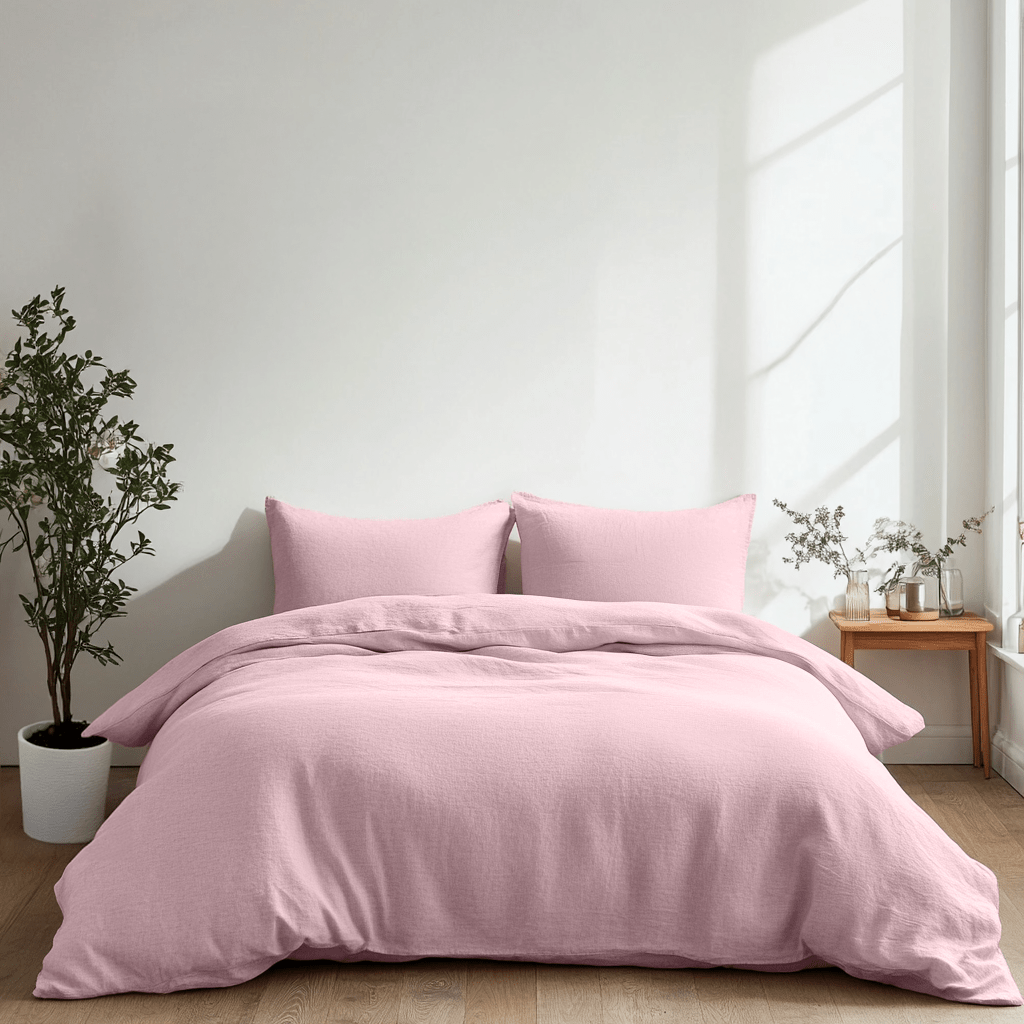 Dusty Rose Washed Linen Duvet Cover Set