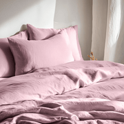 Dusty Rose Washed Linen Duvet Cover Set