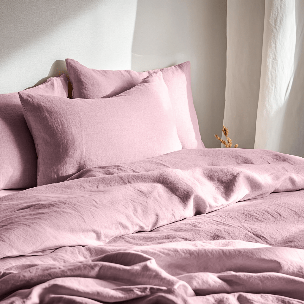 Dusty Rose Washed Linen Duvet Cover Set