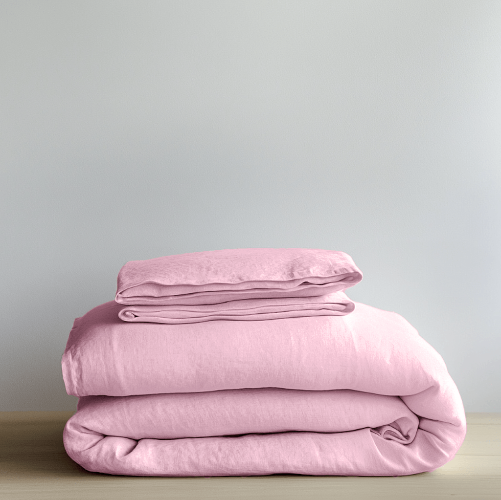 Dusty Rose Washed Linen Duvet Cover Set