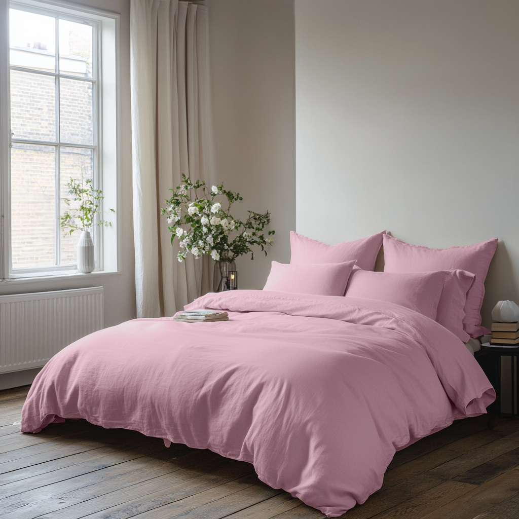 Dusty Rose Linen Duvet Cover