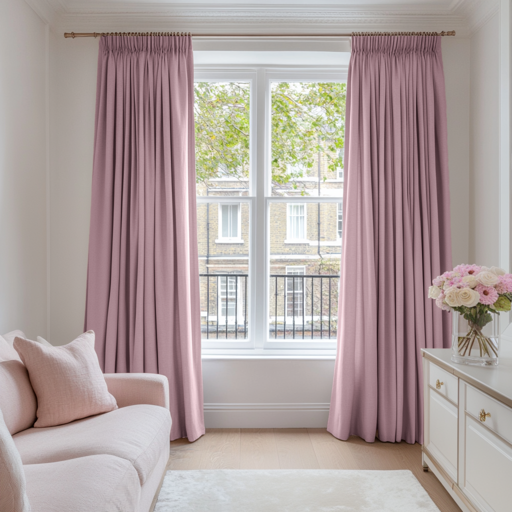 Dusty Rose Pencil Pleat Curtains - Cotton Lined