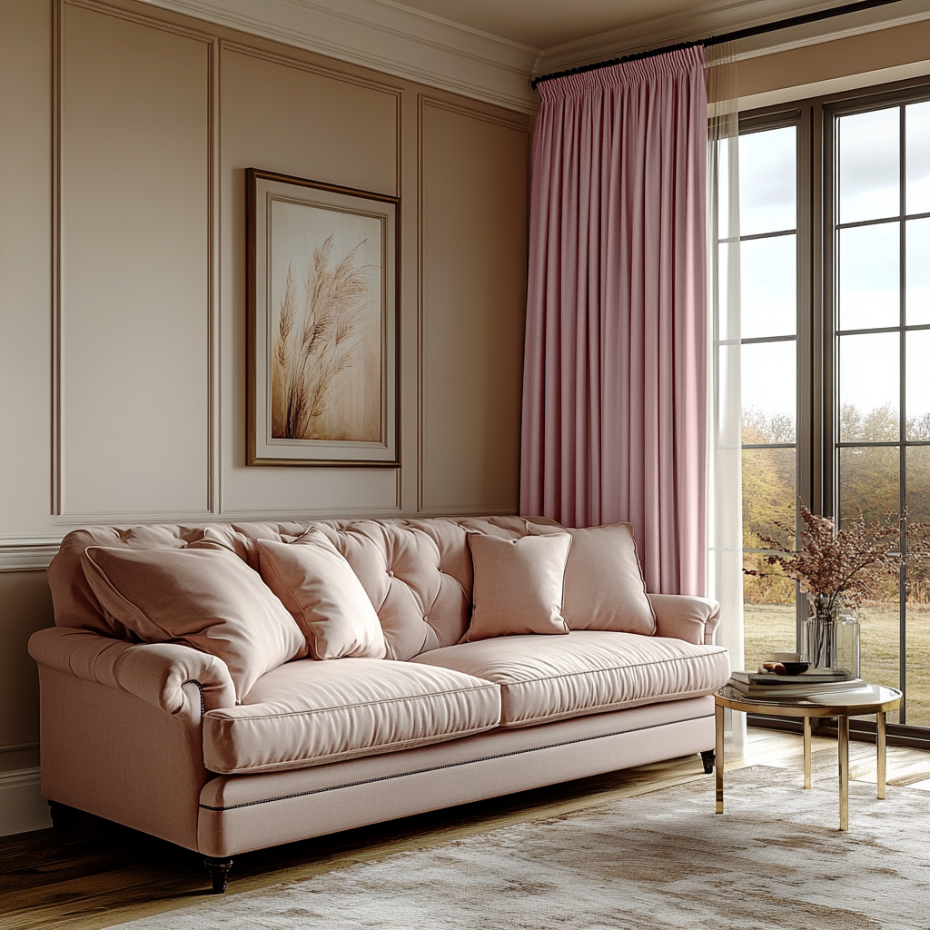 Dusty Rose Pencil Pleat Curtains - Cotton Lined