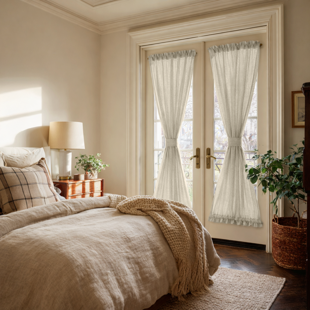 Ecru Heavy Weight Linen French Door Curtains