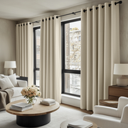 Ecru Heavy Weight Linen Eyelet Curtain - Blackout Lining