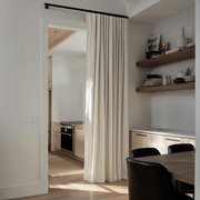 Ecru Heavy Weight Linen Doorway Curtain with Multitape