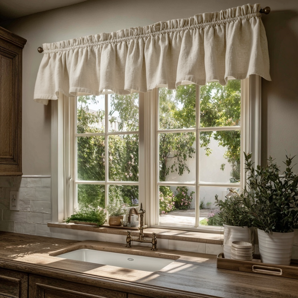 Ecru Heavy Weight Linen Valance - Blackout Lining