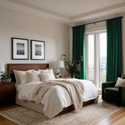 Emerald Green Velvet Back Tab Blackout Curtains