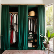 Emerald Green Velvet S-Fold Closet Curtain