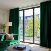 Emerald Green Velvet Wavefold Curtains for Bifold Doors