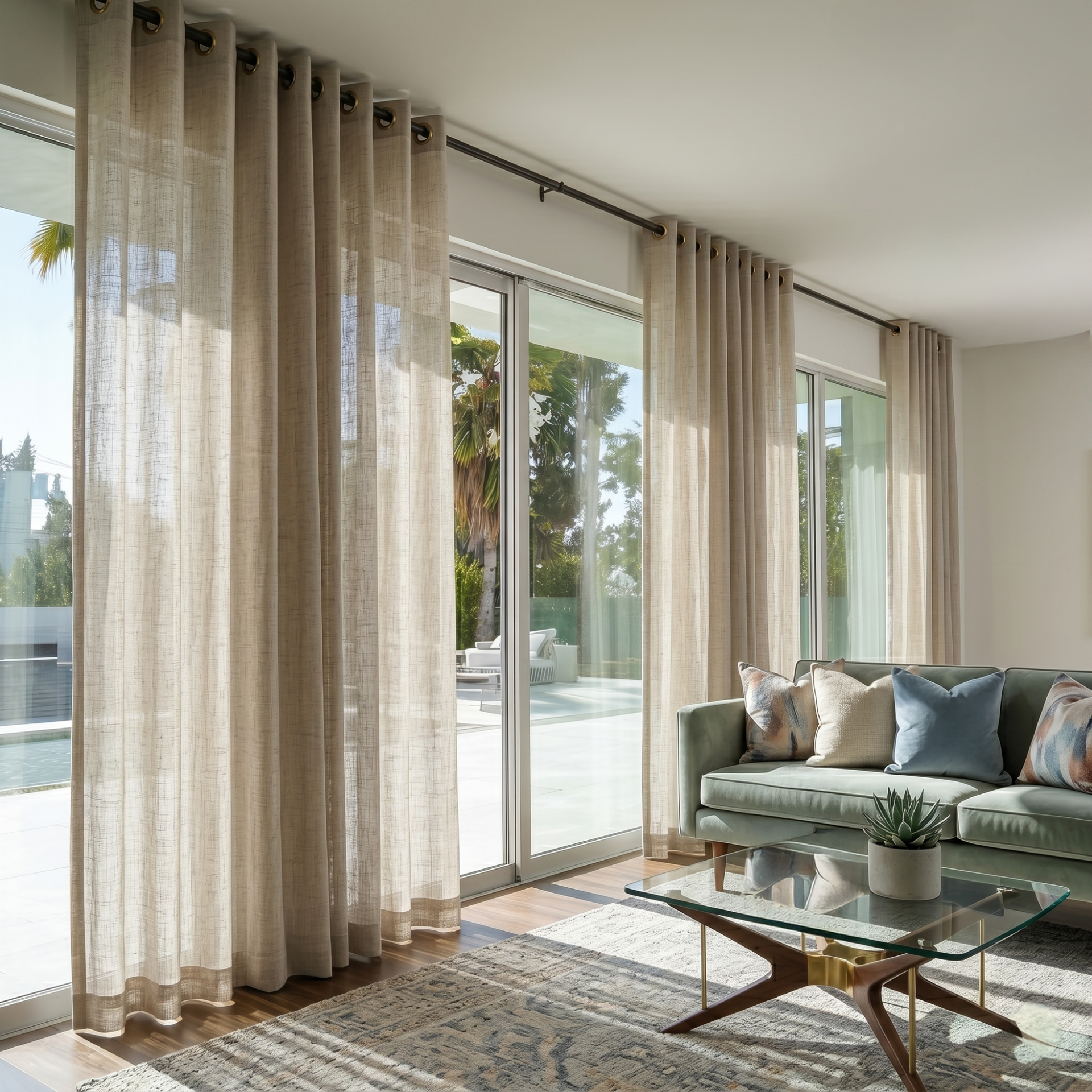 Natural Voile Linen Eyelet Curtains