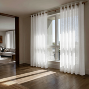 Off-White Voile Linen Eyelet Curtains