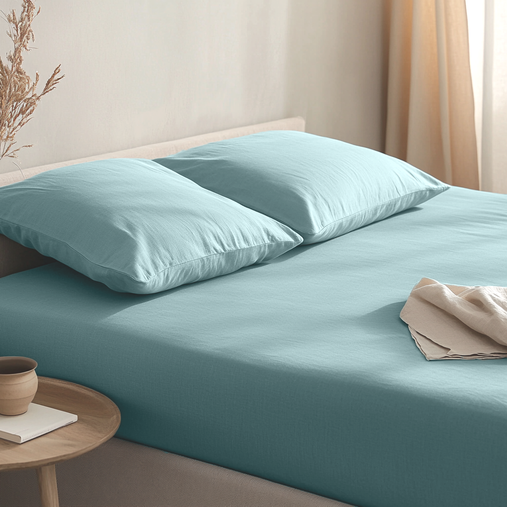 Aquamarine Blue Linen Extra & Ultra Deep Fitted Sheet