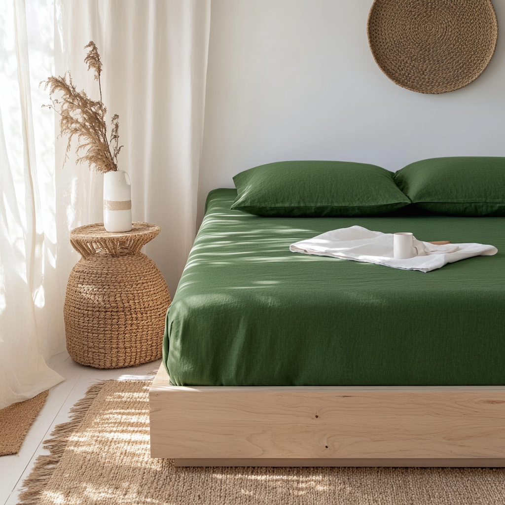 Forest Green Linen Extra & Ultra Deep Fitted Sheet