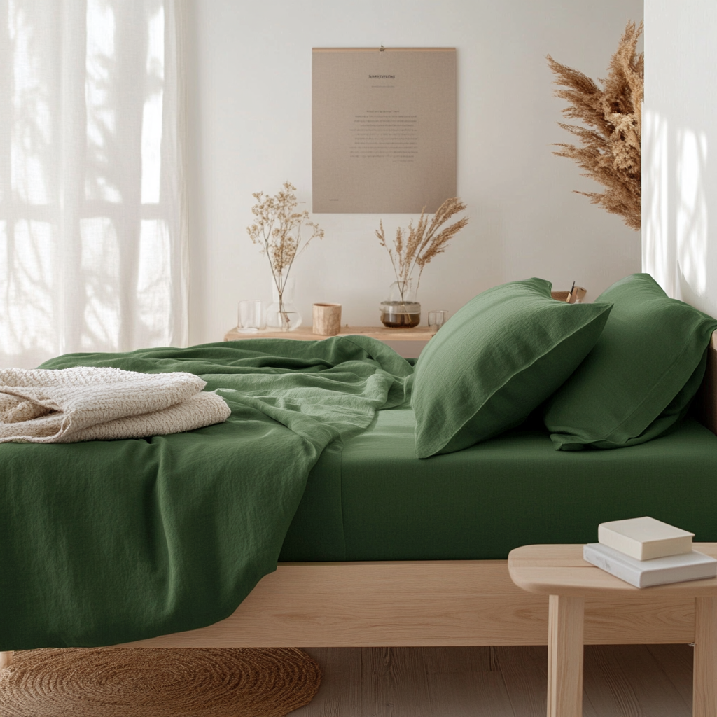 Forest Green Linen Extra & Ultra Deep Fitted Sheet