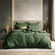 Forest Green Linen Duvet Cover