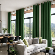 Forest Green Linen Eyelet Curtains - Blackout Lining
