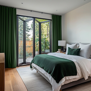 Forest Green Linen S-Fold Curtains for Bifold Doors - Blackout Lining